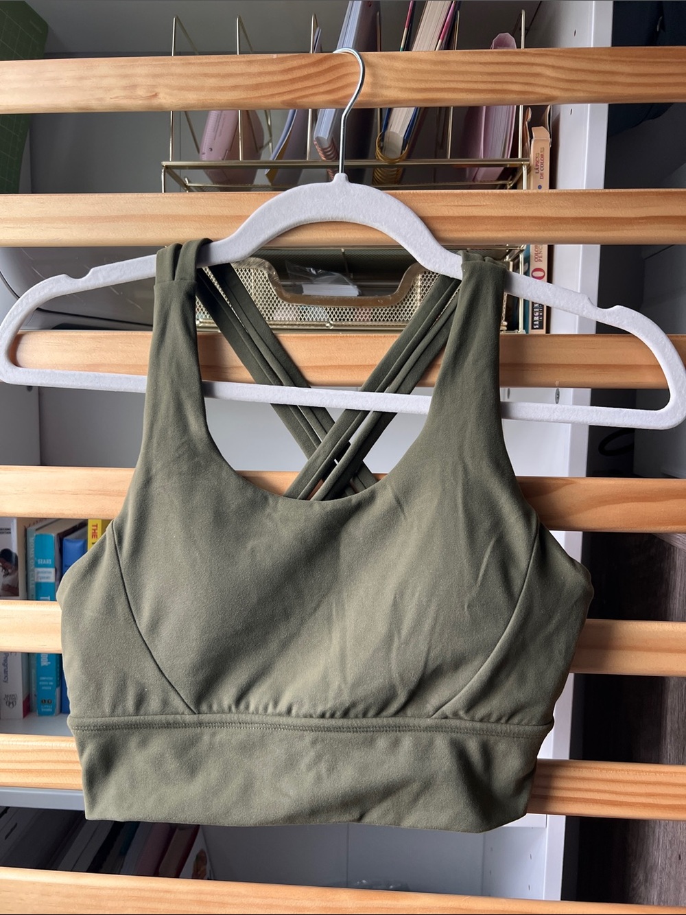 BuffBunny Olive Green Crisscross Back Sports Bra